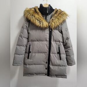 Noize Signature NWOT Down Quilted Puffer Coat Parka Size Large Faux Fur Hooded